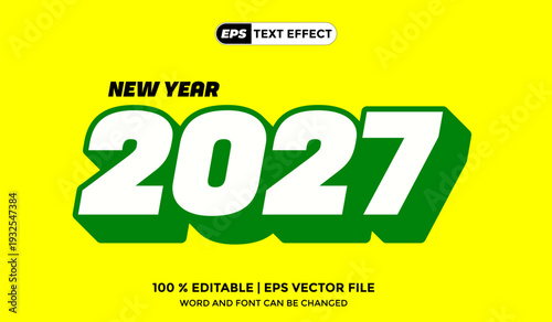 2027 Text Effect 3D Design Vector EPS Colour Full Template