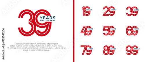 anniversary vector logo set, red and black color can be use for celebration