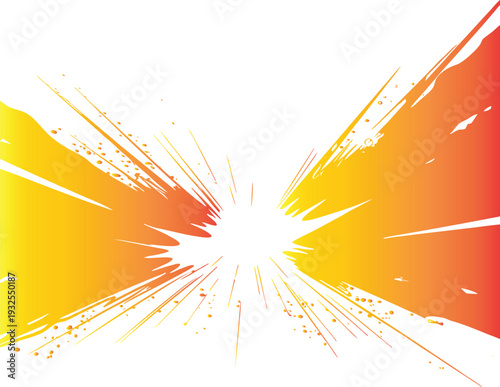 Abstract burst background with bright yellow and orange energy rays. Dynamic speed lines create powerful motion and impact. Ideal for comic design, poster, advertising, and modern visual effects