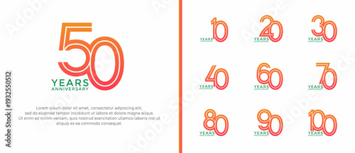 anniversary vector logo set, peach color can be use for celebration