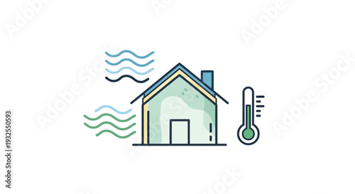 Simple house with a thermometer.