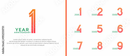 anniversary vector logo set, peach color can be use for celebration