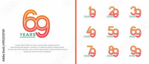 anniversary vector logo set, peach color can be use for celebration