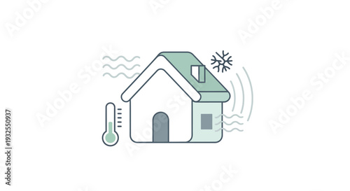 Simple house with snow on roof.