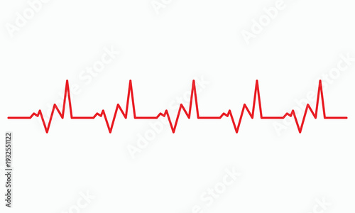 Red heartbeat pulse line vector illustration. EKG ECG medical rhythm icon for cardiology, healthcare, and emergency services