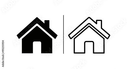 Minimalist house icon comparison Vector