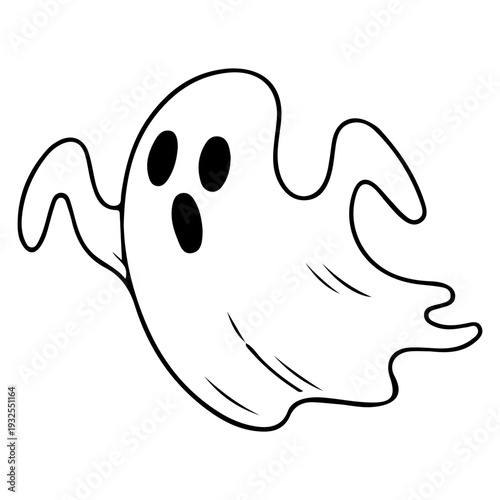 Cute Cartoon Ghost Outline