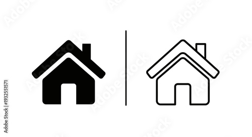 Home icons comparison: simple vs modern Vector