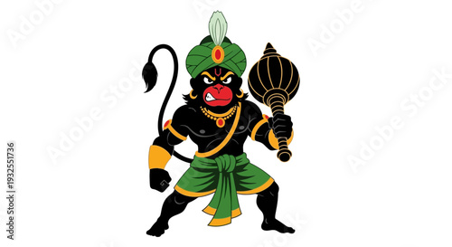 A cartoon character with a green and black costume and a large red mouth