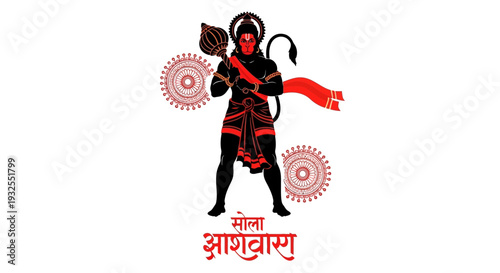 Hindu deity with red and black design