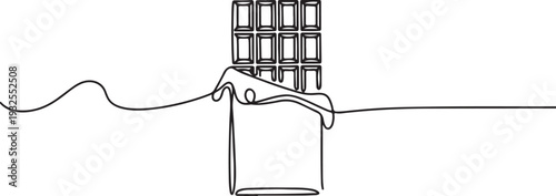 Chocolate Bar for World Chocolate Day Continuous One Line Drawing Vector.one line vector illustration with white background