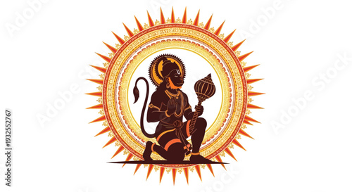 A blurry image of a statue in front of a sun