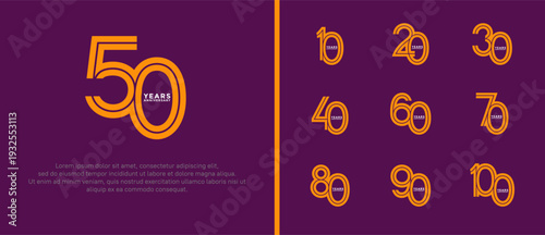 anniversary vector logo set, orange color can be use for celebration
