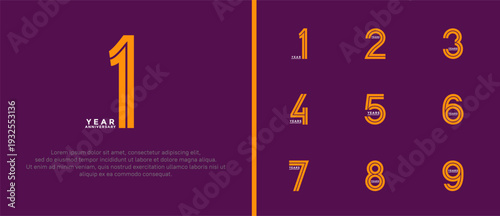 anniversary vector logo set, orange color can be use for celebration