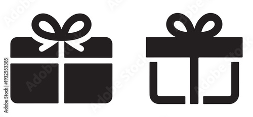 Black Gift Boxes with Ribbons on White Background