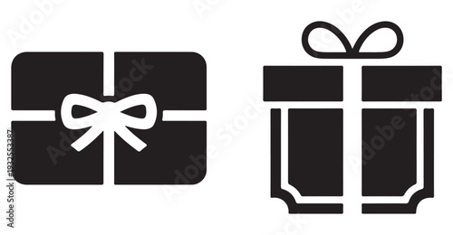 Black Gift Boxes with Ribbons on White Background