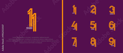 anniversary vector logo set, orange color can be use for celebration