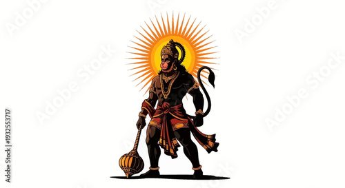 Hindu deity shiva with sunburst behind