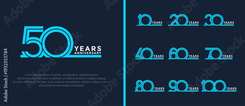 anniversary vector logo set, blue and white color can be use for celebration