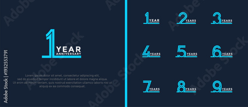 anniversary vector logo set, blue and white color can be use for celebration