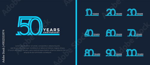 anniversary vector logo set, blue and white color can be use for celebration