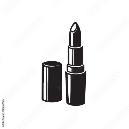 Simple Black Lipstick Icon Vector on White Background