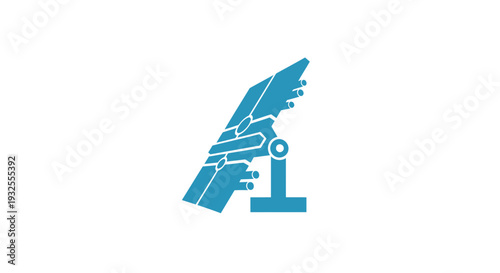 Abstract Blue Technology Object on Stand.