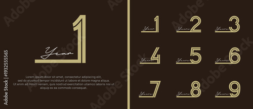 anniversary vector logo set, brown color with white handwriting can be use for celebration