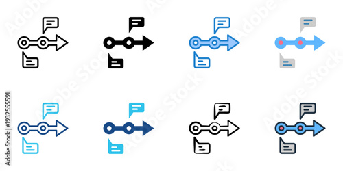 Milestone icons set multiple style collection. Editable stroke 

