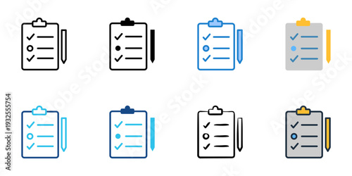 To do list icons set multiple style collection. Editable stroke 
