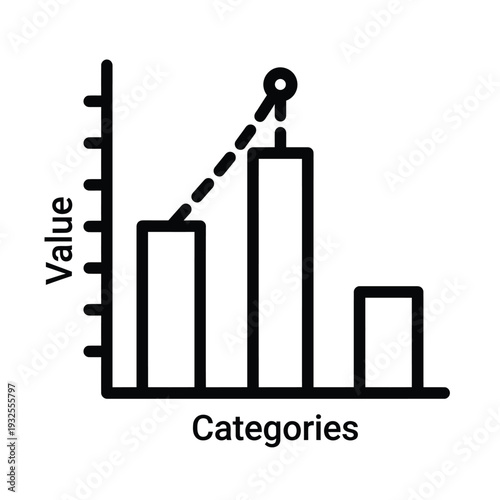A simplified bar graph illustrates a declining trend with dotted line