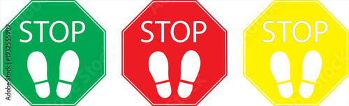 Stop sign illustration set, red, black, yellow