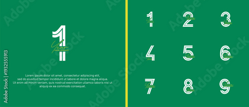 anniversary vector logo set, yellow and white color with handwriting can be use for celebration