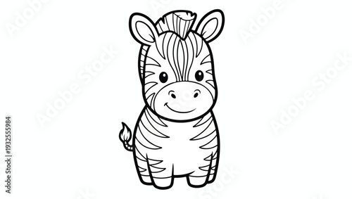 Cute Baby Zebra Cartoon Coloring Page