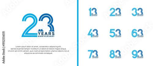 anniversary vector logo set, blue and black color can be use for celebration