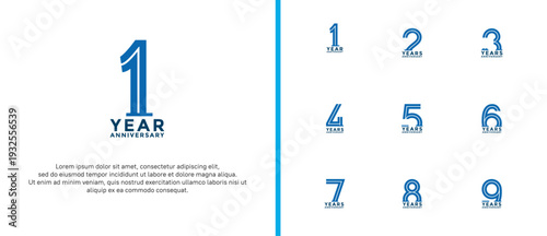 anniversary vector logo set, blue and black color can be use for celebration