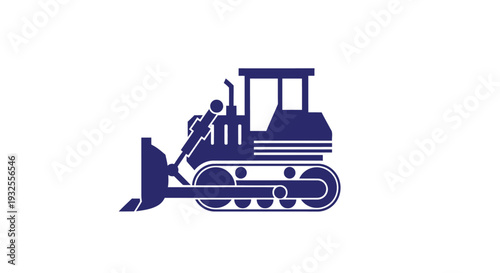 Blue bulldozer icon on a white background.