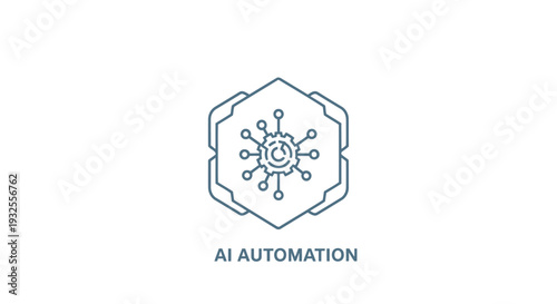 AI Automation Hexagonal Icon with Neural Network Symbol.