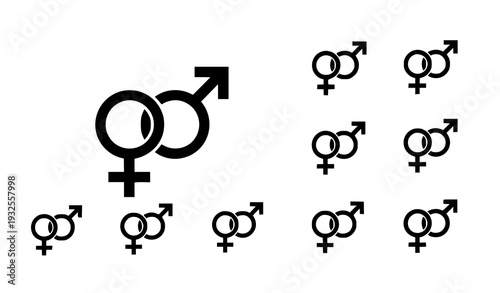 Inclusive gender equality combined symbol vector icon pack