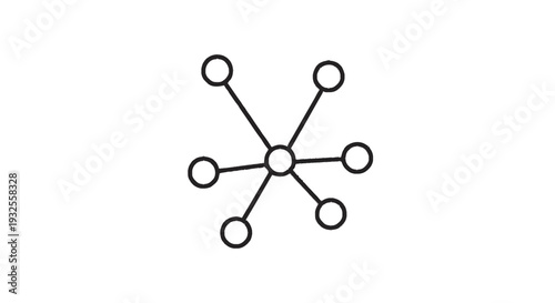 Central node connected to multiple surrounding nodes network concept.