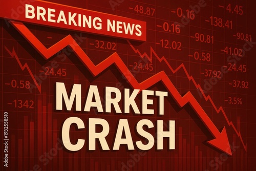 Breaking news market crash financial downturn urgent economic report with downward trends.