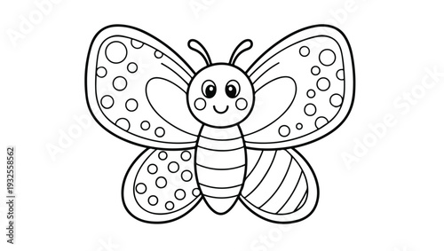 Cute Cartoon Butterfly Coloring Page for Kids