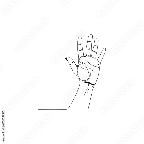 A hand with the palm facing outward and fingers spread apart