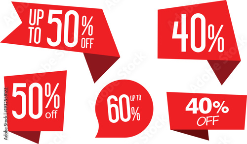 Discount labels with percentages off for sales and promotions