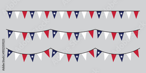 Seamless Texas Flag Party Bunting Border Background – Flat Design Illustration