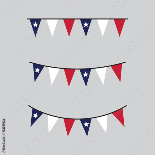 Seamless Texas Flag Party Bunting Border Background – Flat Design Illustration