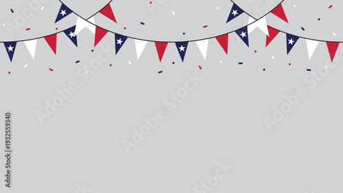 Seamless Texas Flag Party Bunting Border Background – Flat Design Illustration