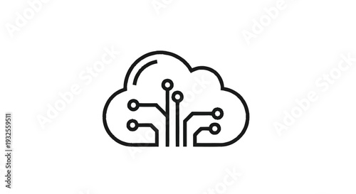 Cloud Computing Technology Circuit Board Icon.
