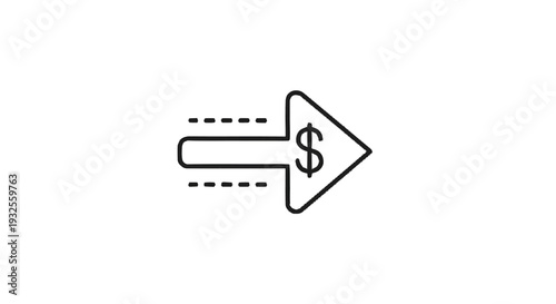 Arrow with dollar sign indicating financial movement forward.