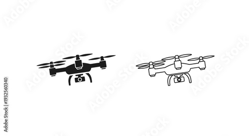 Modern drones in flight comparison Vector